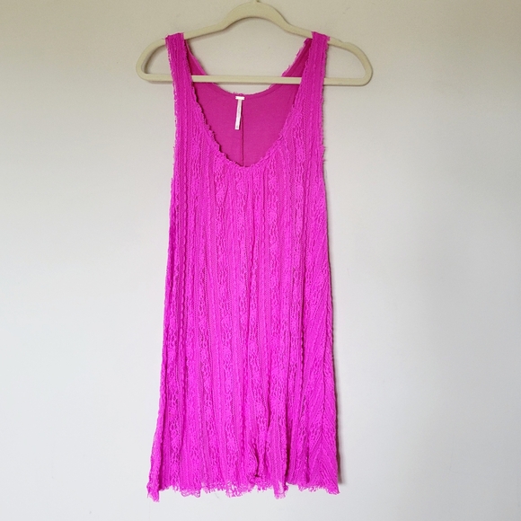 Free People Wild Pink Lace Swing Dress - Picture 2 of 7